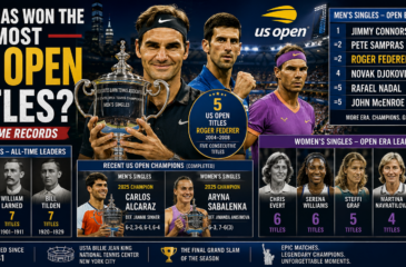 Most US Open titles all-time records featuring Roger Federer, Novak Djokovic and Rafael Nadal
