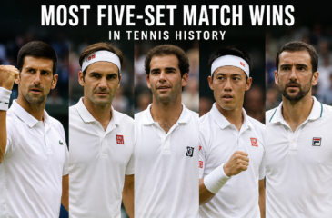 Most five-set match wins in tennis history featuring Novak Djokovic, Roger Federer, Pete Sampras, Kei Nishikori and Marin Cilic