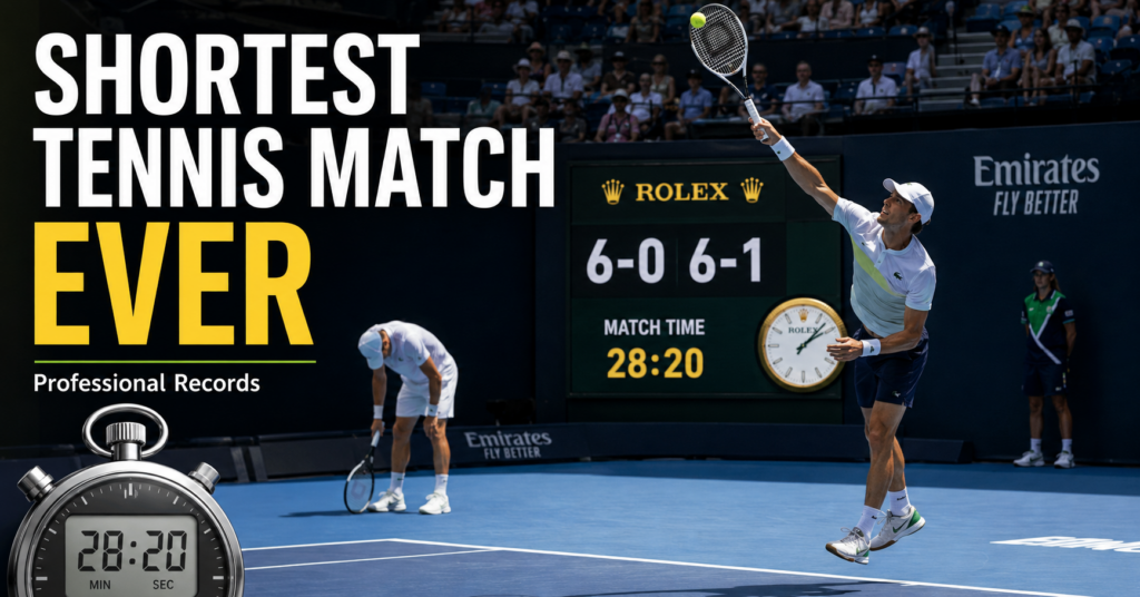 Shortest tennis match ever professional records featuring the 28-minute ATP match between Jarkko Nieminen and Bernard Tomic