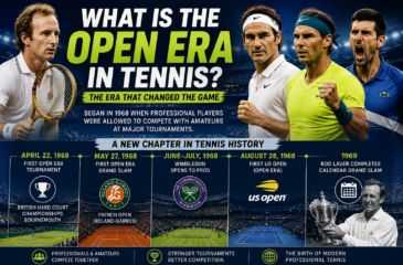 What is the Open Era in tennis showing the 1968 beginning of modern professional tennis and major Open Era milestones