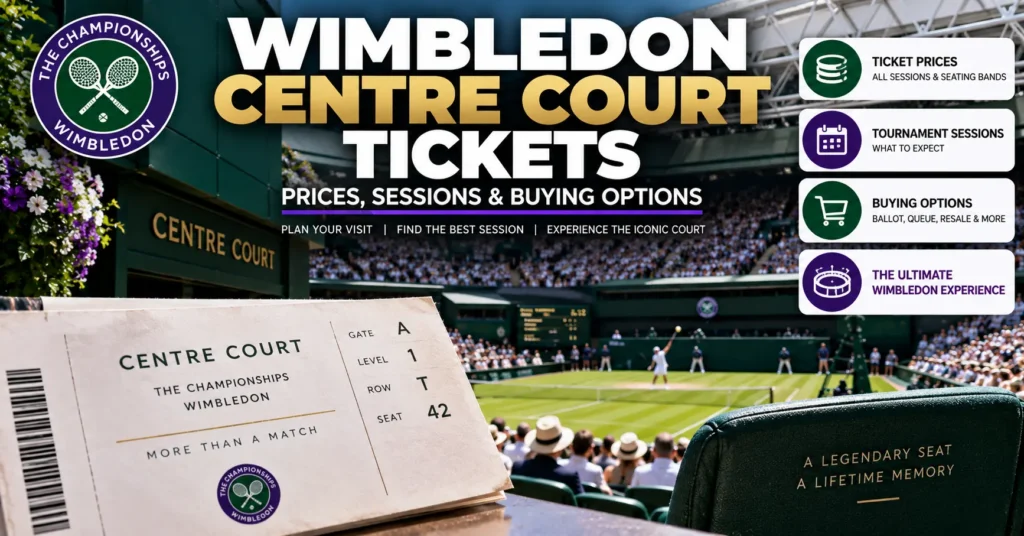 Wimbledon Centre Court tickets showing prices, sessions and buying options