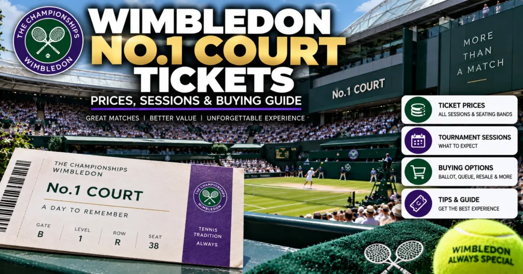 Wimbledon No.1 Court tickets showing prices, sessions and buying options