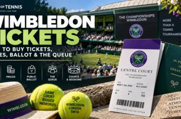 Wimbledon tickets guide showing Centre Court, ticket options, prices, ballot and The Queue